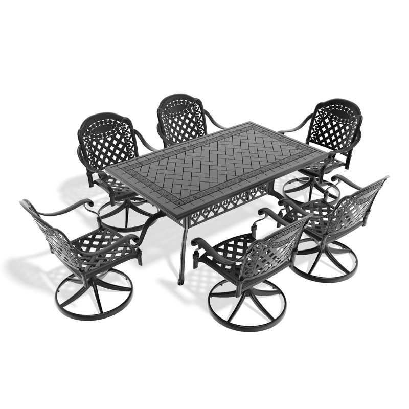 All-Weather 7 - 6 chaises pivotantes et table rectangulaire pour créer un espace extérieur confortable