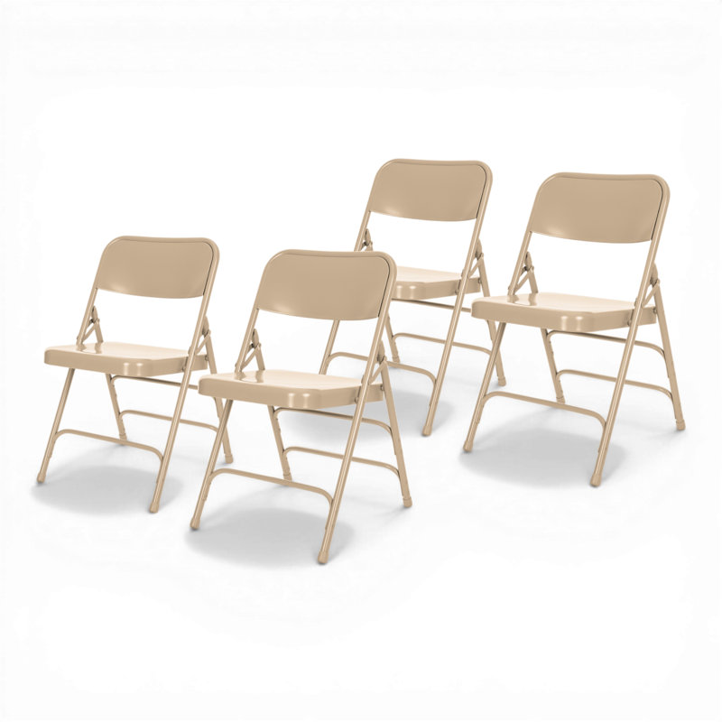 Chaise pliante empilable en métal Bernadine, Beige