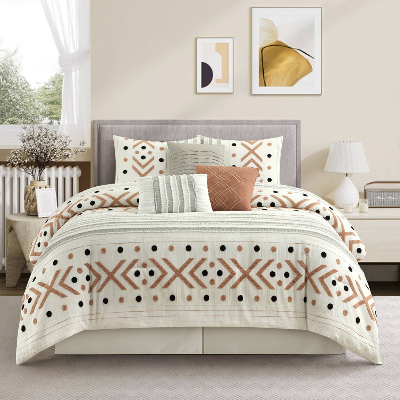 Olga Taupe Polyester 7 Piece Comforter Set, California King Comforter + 6 Additional Pieces