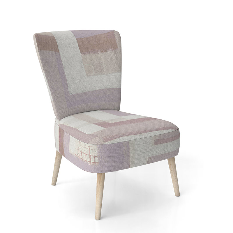 Upholstered Floral Side Chair - Modern floral Accent Chair, Abstract Pink Polyester Blend 2