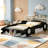 Full Size Race Car-Shaped Platform Bed with Wheels, Durable and Stylish for Kids and Teens-771287064