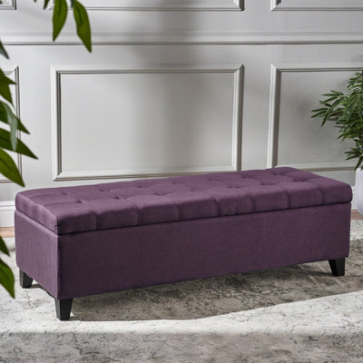 Tissu mauve avec rembourrage confortable - Tissu, pin, contreplaqué pour le siège de rangement de détente et pin compact, fabriqué