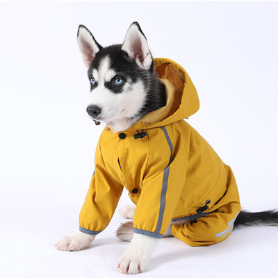 Animal  Raincoat Dog Raincoat Water Proofing Dog Coat With Hood Safe Reflective Tape Dog Rain Coat Jacket