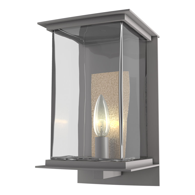 Kingston 7" Outdoor Wall Lantern, Translucent Soft Gold, Coastal Burnished Steel, 12.1'' H X 7'' W X 7.2'' D