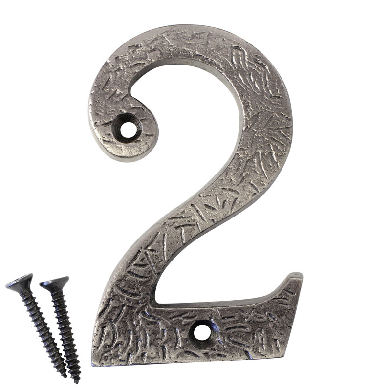 Numéro de maison 3 po, 2, Nickel antique