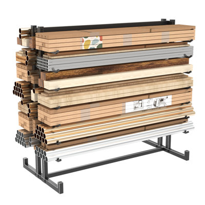 Horizontal Lumber Storage Rack, 5-Tier Steel Storage Rack with Double-Sided Design, 2000 LBS Capacity for Garage Workshop Organization  