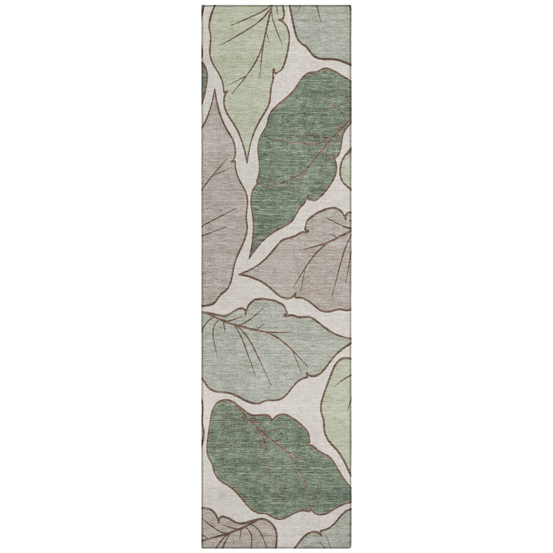 Machine Washable Indoor/Outdoor Bourkelands ACN2348 Botanical Rug, Runner 2'3" x 7'6"