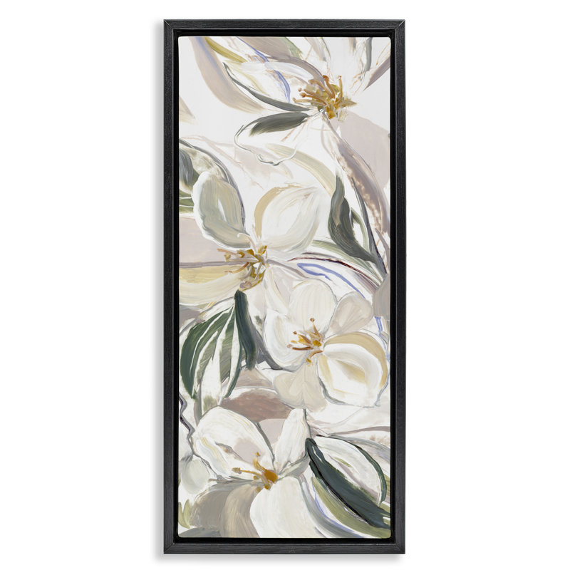 Cadre flottant Spring Blooms in Earth Tones, design par Hannah Dawson, H 31 po x l 15 po, Cadre flottant noir de jais