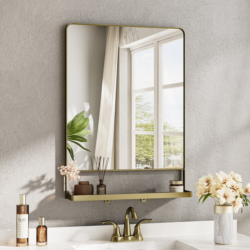 Miroir de salle de bain mural Tillymae, 30 po x 22 po, Doré