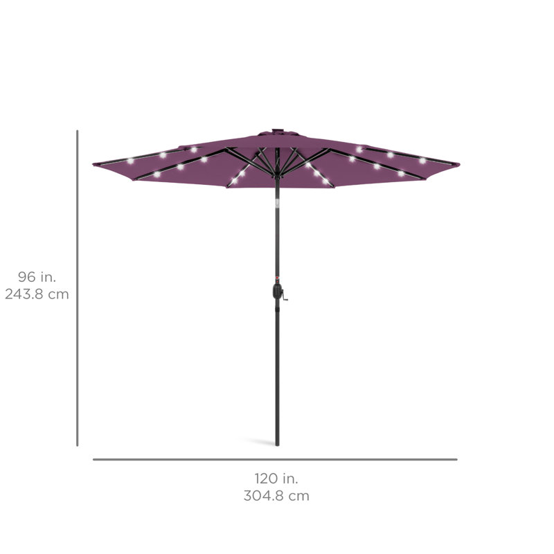 Parasol lumineux solaire à DEL avec ajustement de l'inclinaison 10 pi Shearer, tissu résistant aux rayons UV, Mauve améthyste