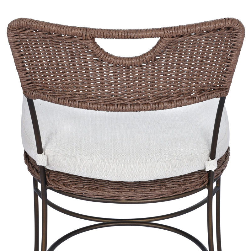 Outdoor Dining Side Chair, Vergo Cream, Tanned Weave/Aged Bronze Steel