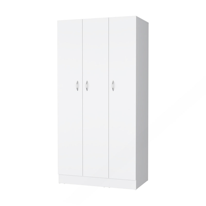Armoire 3 portes avec tringle suspendue Augusta, blanc, Blanc
