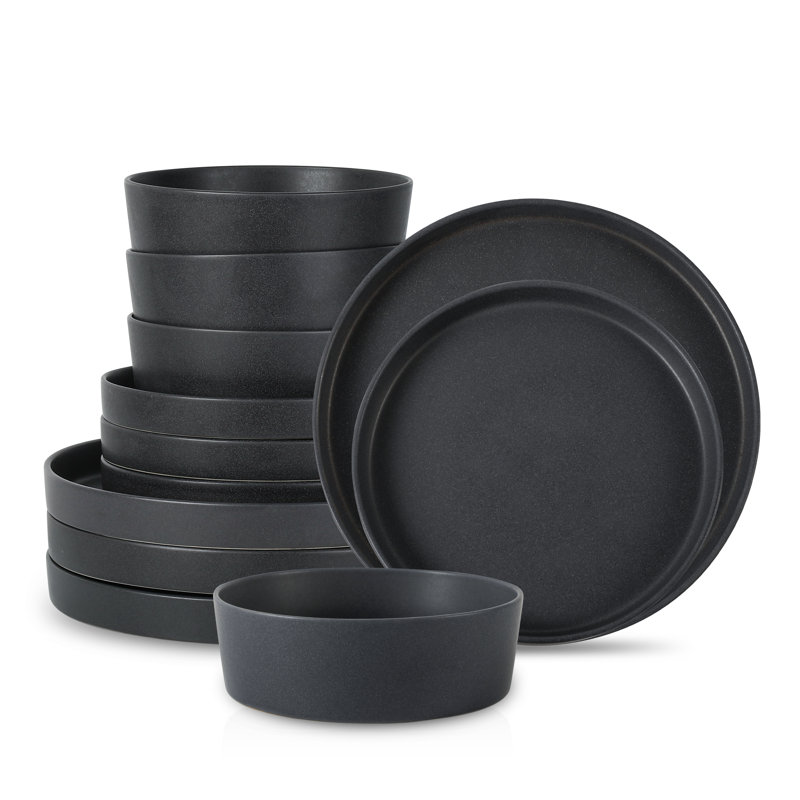 Service de vaisselle Stone By Mercer Project MODAN - Service pour 4, Gris anthracite