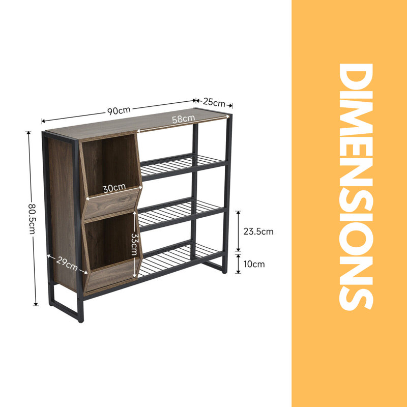 9 Pair  3 Tier Shoe Rack With Storage Industrial Entryway Hallway Furniture