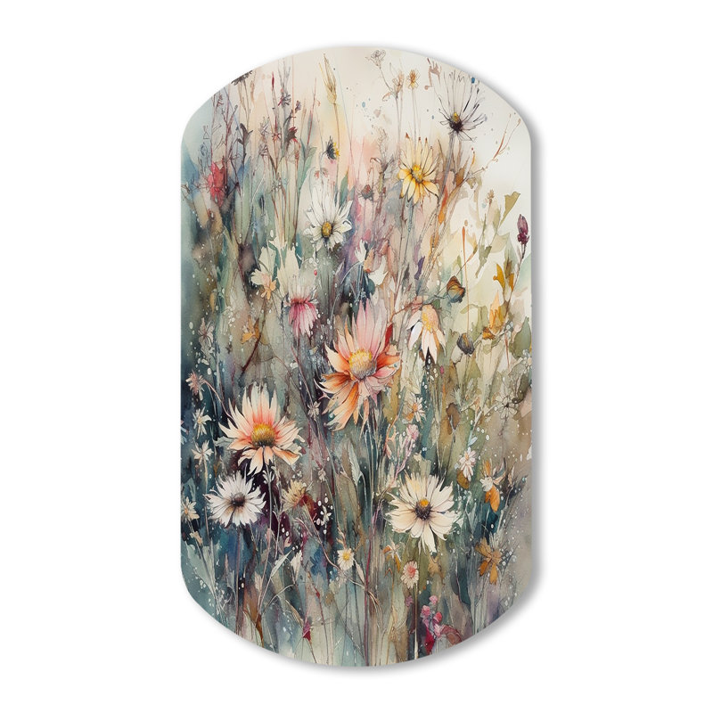 Garrity - Décoration murale irrégulière en métal en forme de cylindre marguerite, H 43 po x l 23 po