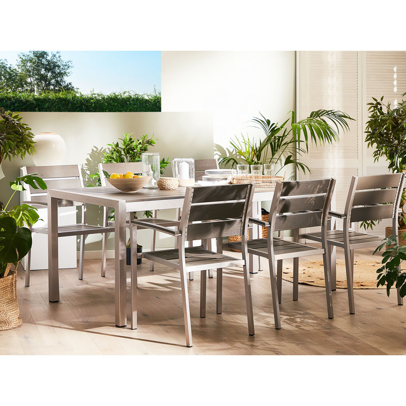 Hillegier Rectangular 180Cm L Table, Grey, Silver