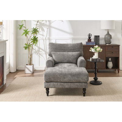 Chaise longue moderne, fauteuil inclinable rembourré de loisirs d'intérieur, fauteuil confortable pour chambre à coucher, salon, bureau et bureau, GRIS