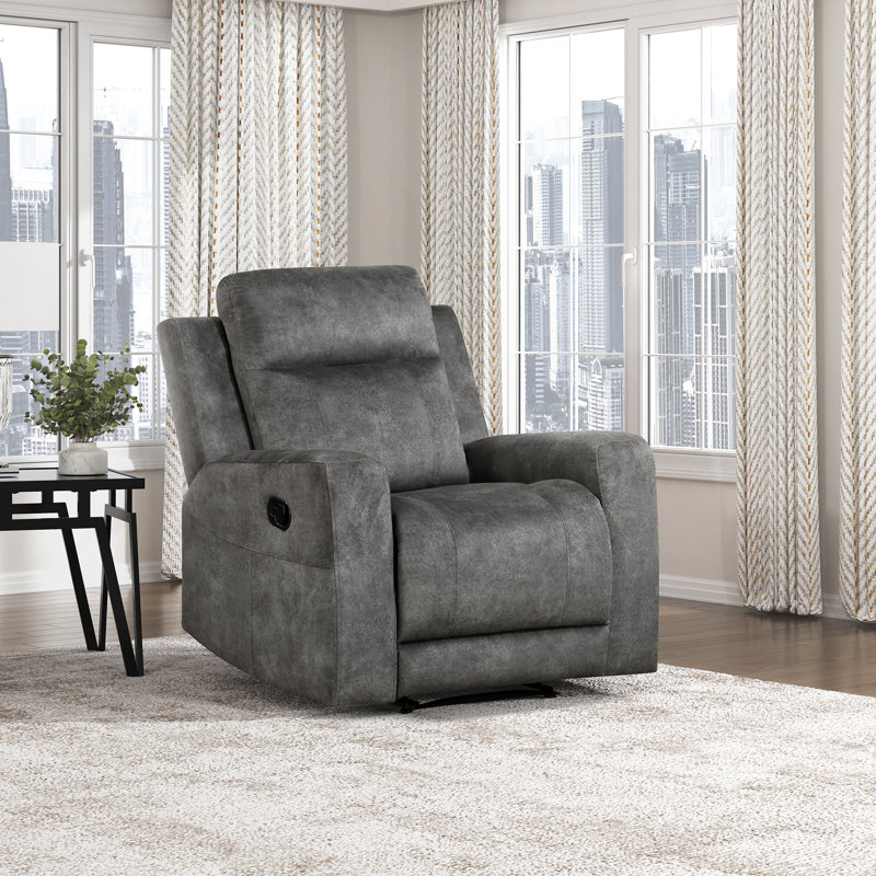 Fauteuil inclinable manuel en microfibre texturé Leylashka, Gris foncé