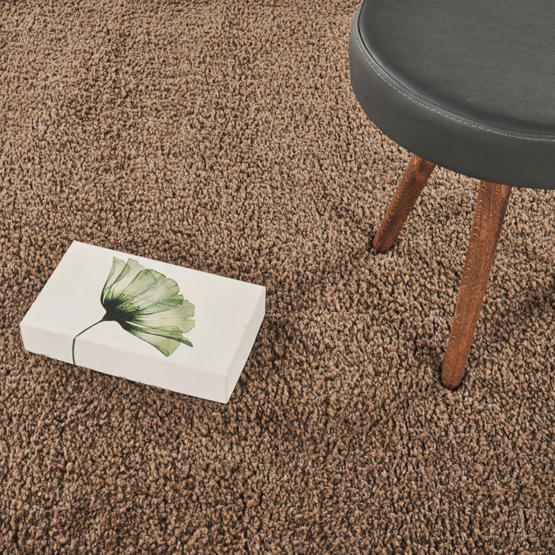 Pure Brown &  Solid Shag Modern Rug, 8'10" x 11'11", Brown/
