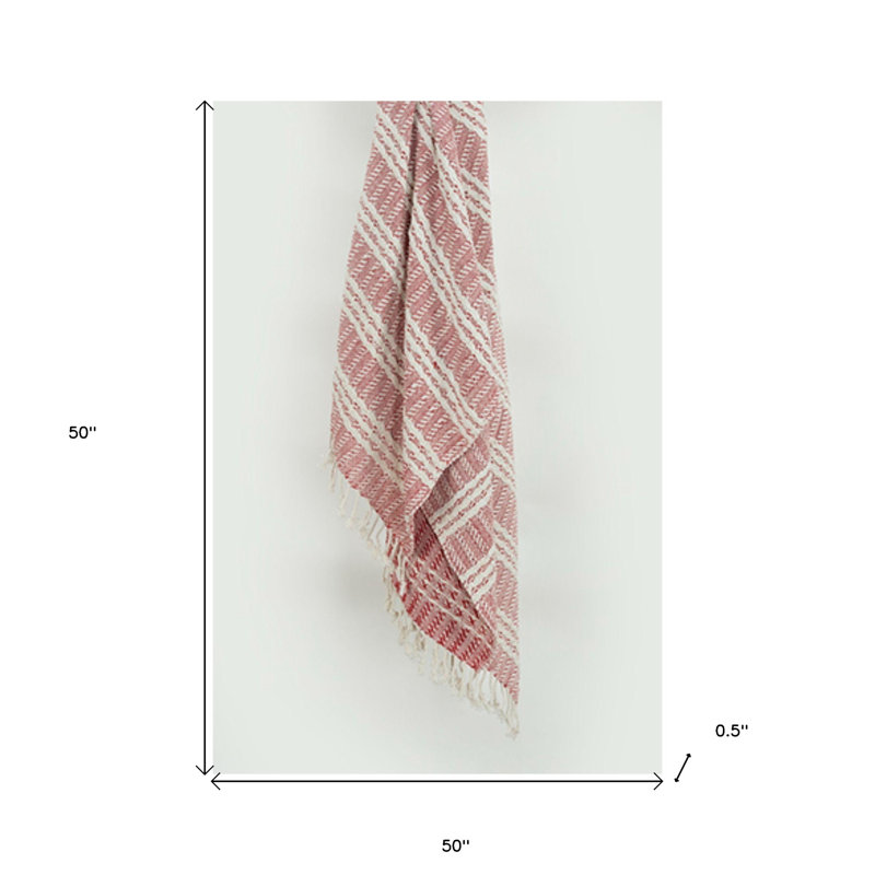 Jeté 100% coton tissé rouge