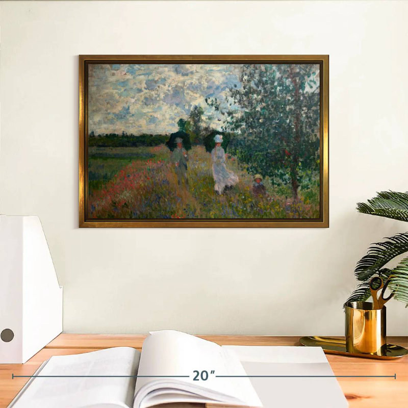 En promenade près d'Argenteuil, Cadre flottant doré, 13 po x 9 po