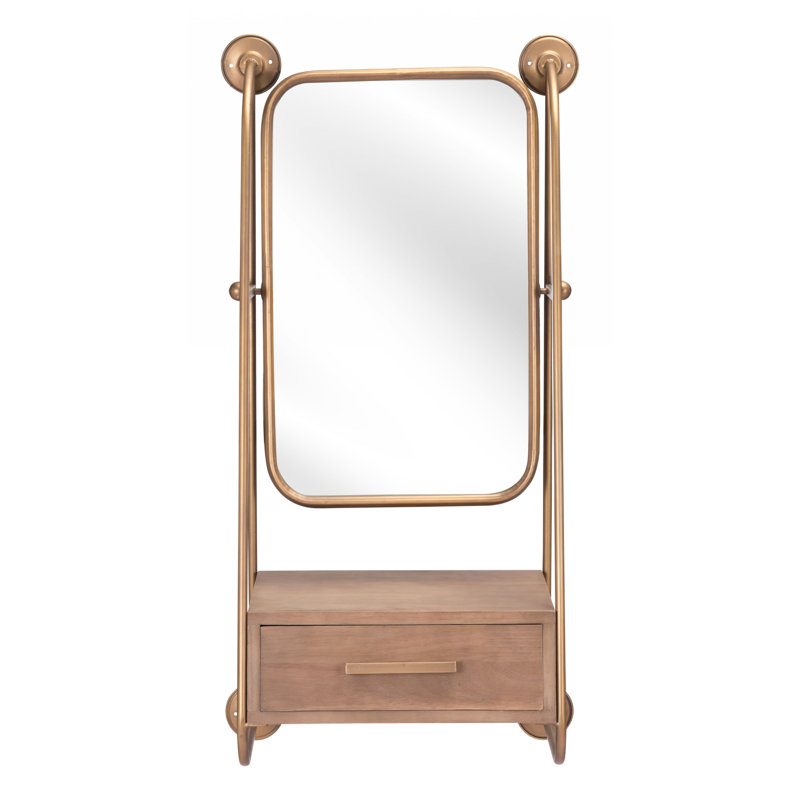 Rochart Birch Solid Wood Accent Shelf with Hooks