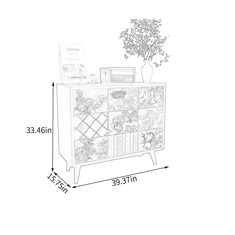 Élégante armoire décorative avec plateau en pin