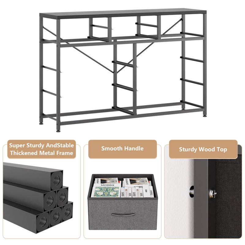 Black Steel 45.2'' Wide 10-Drawer Storage Cabinet