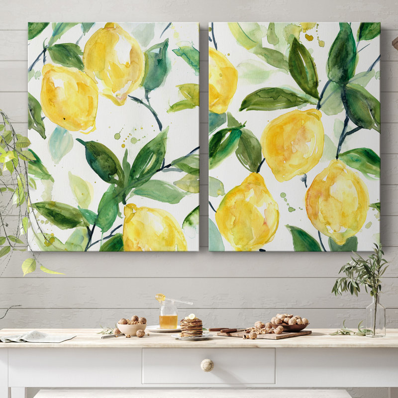 Lemony Branch I - ensemble de 2 reproductions d'art, H 12 po x l 16 po x P 1 po, Toile tendue, Pas de tapis