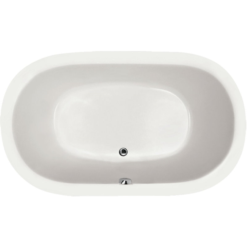 Lorraine 74'' x 44'' Soaking Acrylic Bathtub, White, Polished Chrome