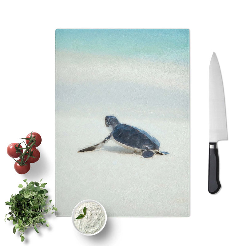Tempered Glass New Born Sea Turtle Chopping Board, 28.5 cm W x 39 cm L