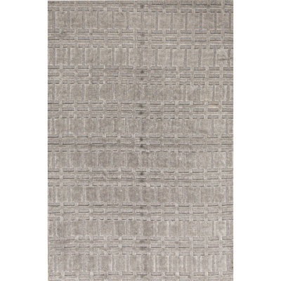 Wool Geometric Area Rug in Gray