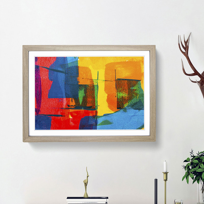 Abstract Art Painting Vol.42 by S.Johnson - Picture Frame Painting Print, Oak Framed, 27cm H x 36cm W x 2cm D