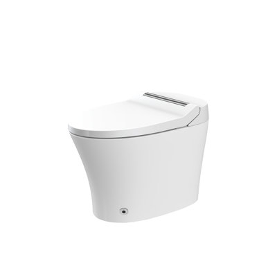 Smart Toilet With Built-In Heated Seat, One Piece Elongated Modern Toilet With Adjustable Temp Heated Seat, Auto Flush, Dual Flush Toilet 1/1.28 GPF, Foot Sensor Flush, White Night Light, Knob Control
