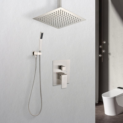 Ensemble de système de douche de plafond avec douchette à main et pomme de douche 10 po