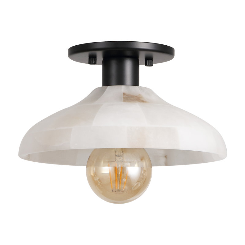 Plafonnier semi-encastré à DEL 1 lumière Mid-Century 10 po Honalee, Noir mat