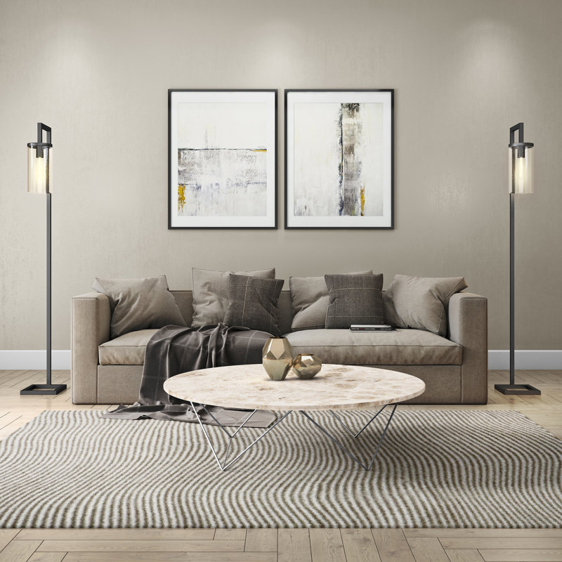 Malva 67.75" Tall Floor Lamp with Glass Shade in Blackened Bronze/Seeded, Blackened Bronze, Seeded Glass