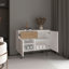 Console Tori de 39 po de largeur avec deux armoires, un tiroir et quatre tablettes, blanc - chêne naturel