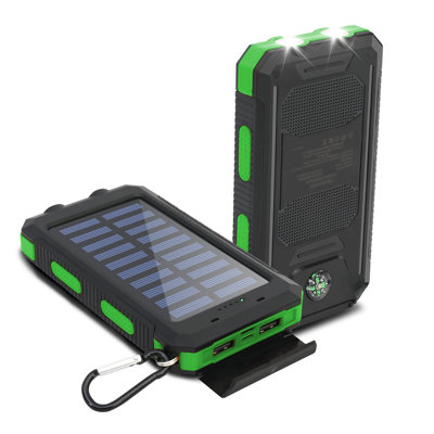  20000mAh Solar Charger for Cell Phone, Portable Solar Power Bank，Dual-Purpose Charging, Green