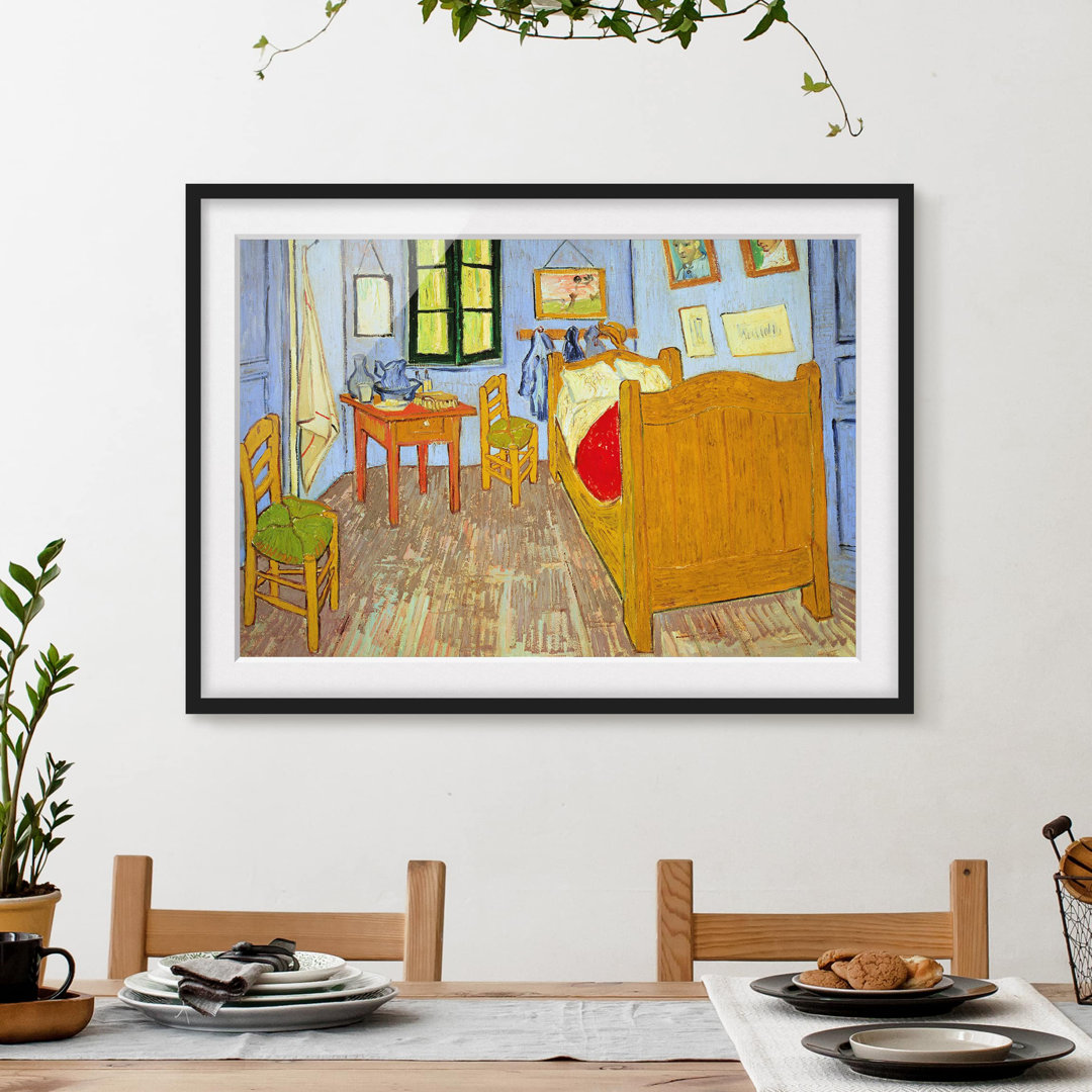 Gerahmtes Papierbild Schlafzimmer in Arles von Vincent van Gogh