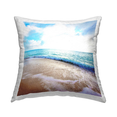 Billowing Beach Wave Printed Outdoor Throw Pillow Design by Susan Bryant