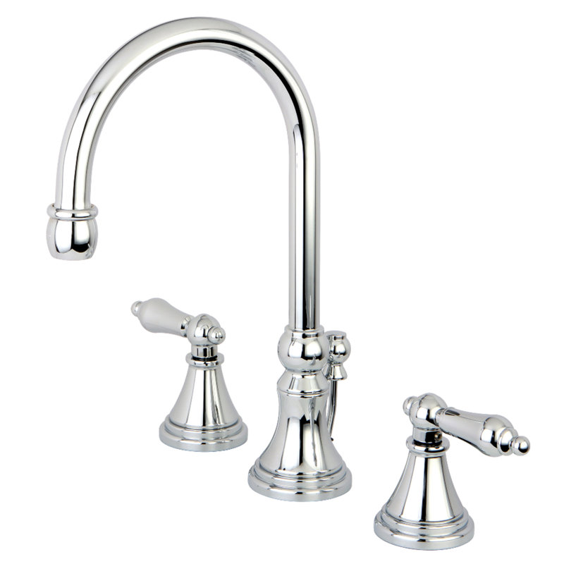 Madison Widespread Bathroom Faucet with Drain Assembly, Polished Chrome