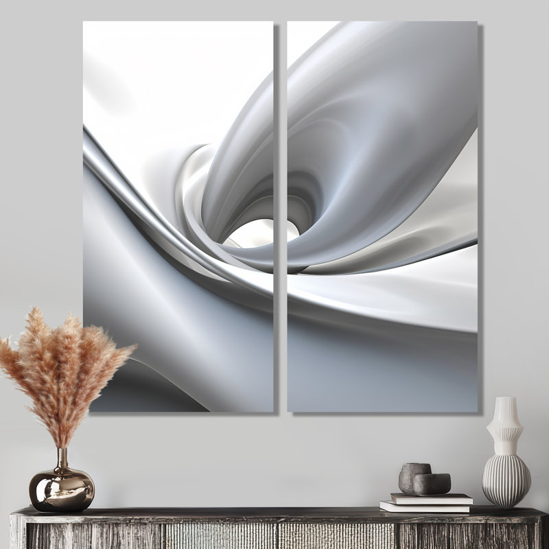 Abstrait contemplatif blanc gris - art abstrait de grandes vagues modernes, 32" H x 32" W, Wrapped Canvas, Does Not Apply