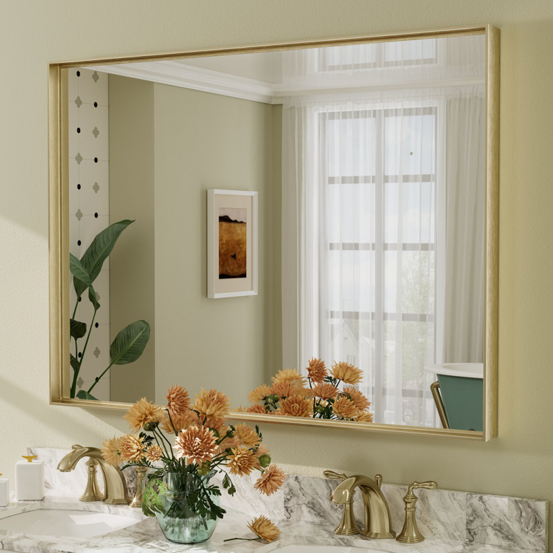 Miroir mural Aevar, 48 po x 36 po, Or brossé