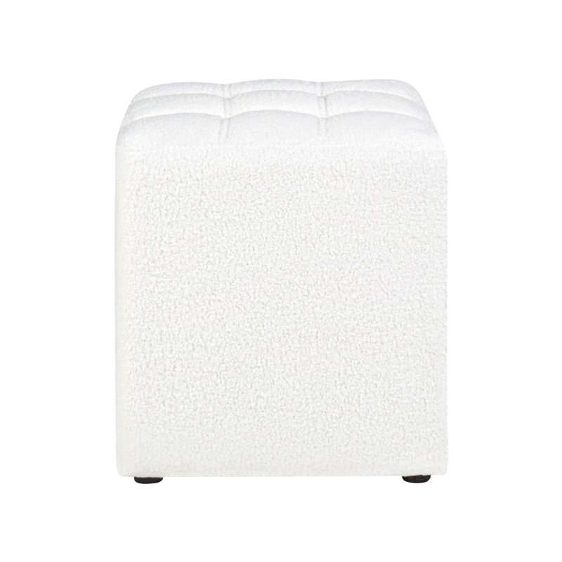 Haldan 38cm Wide Tufted Square Cube Ottoman, White