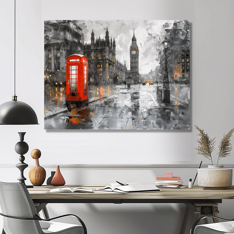 Décoration murale Fortier - City London Wall Ar, H 34 po x l 44 po x P 1,5 po, Toile tendue