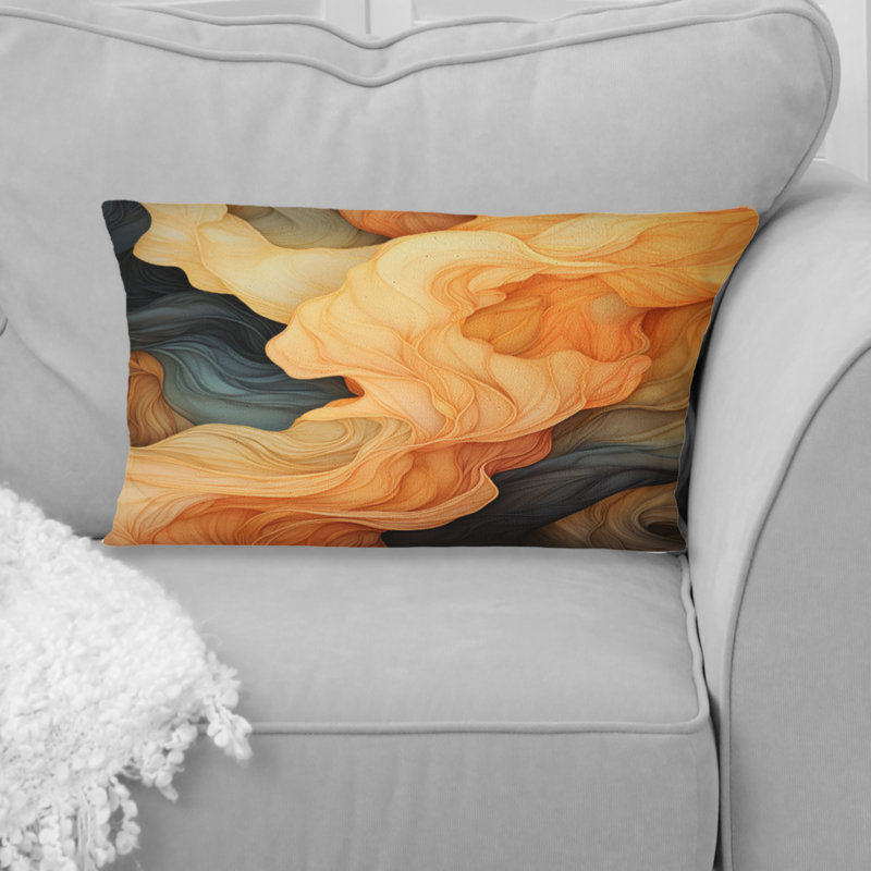Coussin décoratif Dynamic Waves Vintage Illustration Orange Blue - Abstract Shapes