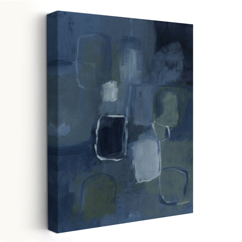 Bleu Jean Baby II abstrait contemporain noir bleu vert, H 24 po x l 16 po