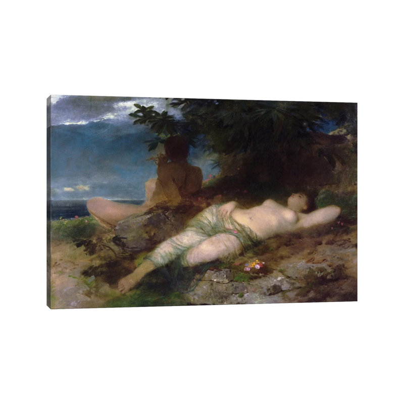 Nymph and Satyr (1871) - Reproduction d'art mural - Toile tendue, H 8 po x l 12 po, Wrapped Canvas, Ne s’applique pas