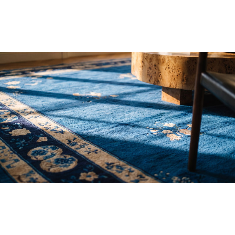 Antique Peking Chinese Floral Hooked Rug